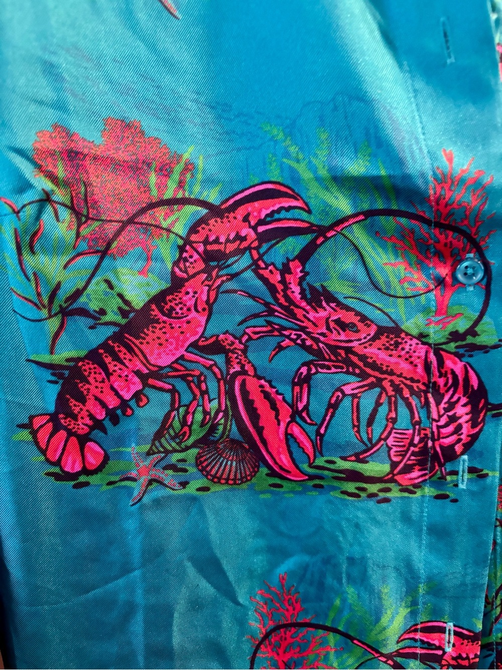 J. Crew Collection silk twill shirt in lobster print - Picture 4 of 7